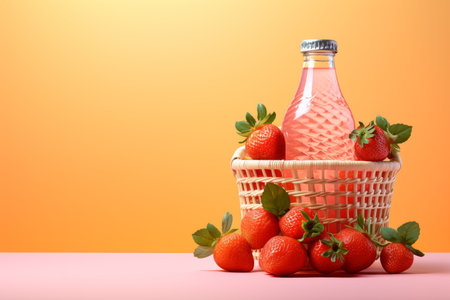 Mandarin beverage bottle strawberry. Cocktail rainbow. Generate AIの素材