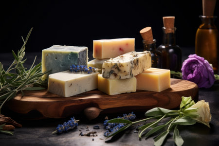 natural soap bars herbs. plant bathroom. Generate AIの素材