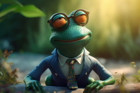 Frog suit dressed. Reptile ecology. Generate AIの素材