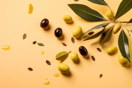 Olives falling. Virgin food fruit. Generate AIの素材