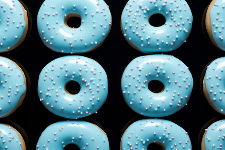 Pattern blue donuts art. Tasty eat. Generate AIの素材