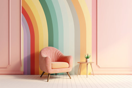 Pastel red armchair interior. floral furniture. Generate AIの素材