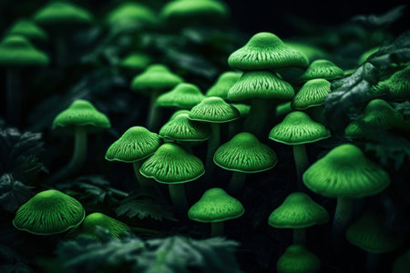 green mushroom scenery. magic nature. Generate AIの素材
