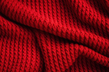 Red sweater pattern. Woolen fabric material. Generate AIの素材