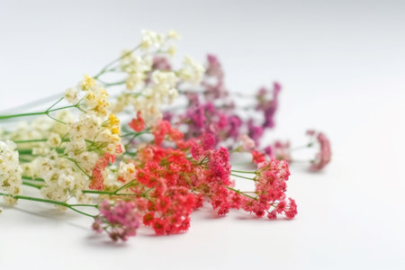 Colorful gypsophila flowers. Small summer plant. Generate AIの素材