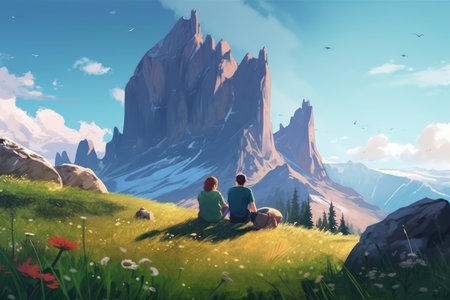 couple mountains. nature man active. Generate AIの素材