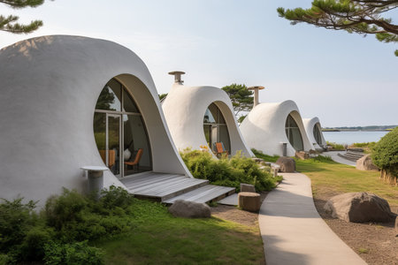 Cone shaping building lobby. summer structure. Generate AIの素材