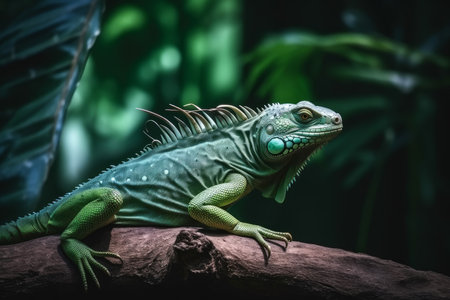 Green iguana forest predator. animal reptile. Generate AIの素材