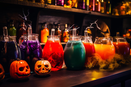 Halloween poison party. candy soda. Generate AIの素材