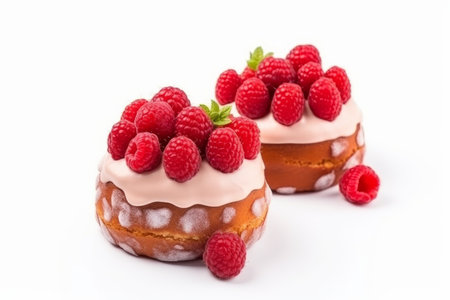 Raspberry cakes dessert. Bakery butter. Generate AIの素材