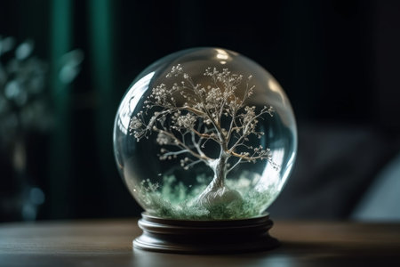 Tree glass ball. natural green spring. Generate AIの素材