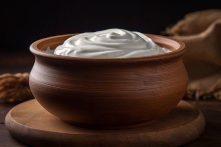 Sour cream. Milk sauce food. Generate AIの素材