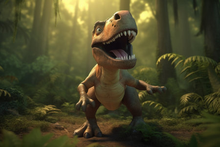 Trex forest. forest prehistoric. Generate AIの素材