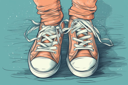 Sneakers colorful illustration. light retro. Generate AIの素材