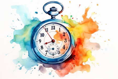 watercolor fitness stopwatch. pocket watch. Generate AIの素材