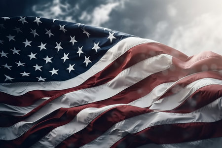waved flag usa wave. Patriot pride. Generate AIの素材