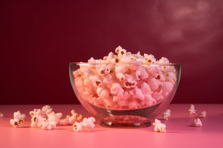 Glass bowl popcorn food. digital table. Generate AIの素材
