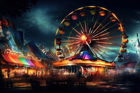 carnival park sunset. travel summer. Generate AIの素材