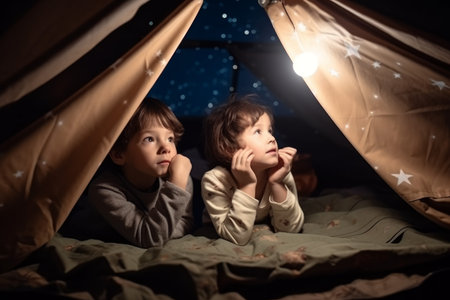 Kids tent room. book play. Generate AIの素材