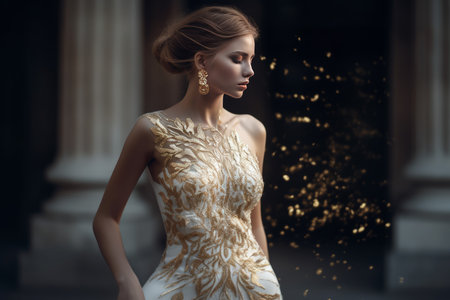 luxury gold woman female. Full fashion. Generate AIの素材