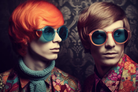 Vintage hipster fashion. mobile teen. Generate AIの素材