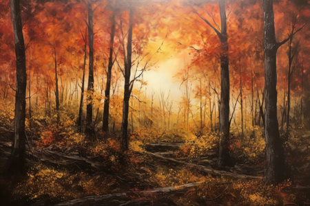 autumn colorful forest. season foliage. Generate AIの素材