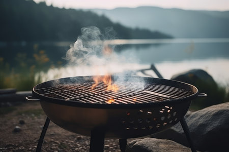 Bbq grill outdoor. hot meal. Generate AIの素材