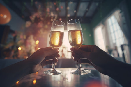 Clicking champagne. wedding holiday summer. Generate AIの素材