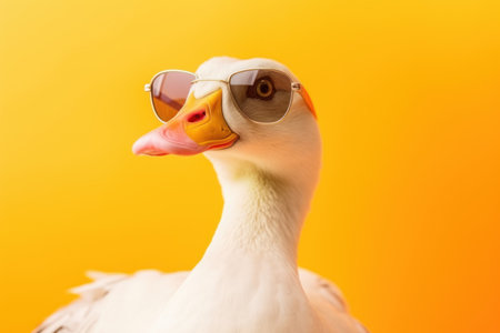 Goose sunglasses. bird neck. Generate AIの素材