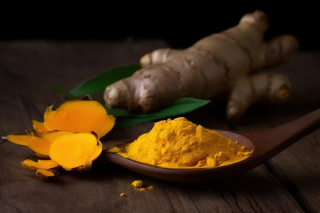 Curcumin powder. Dry medicine asian. Generate AIの素材