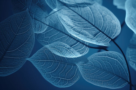Blue pale leaf. Botany forest. Generate AIの素材
