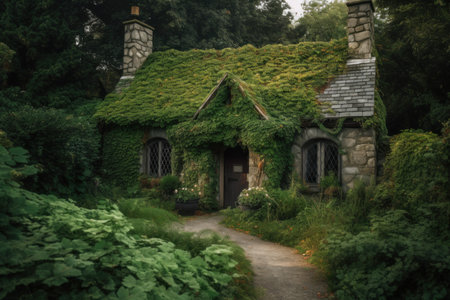 Cozy cottage moss ivy. travel light. Generate AIの素材