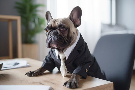 business bulldog. Funny pet animal. Generate AIの素材
