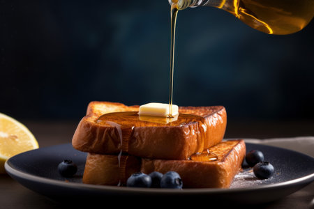 French toast blueberries. food plate. Generate AIの素材