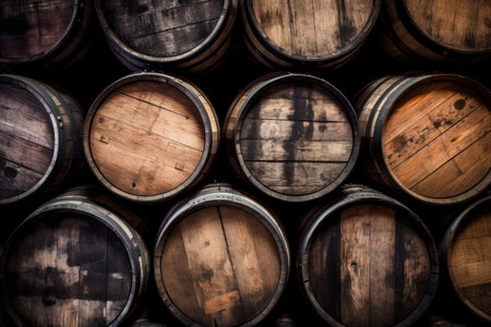 Whiskey barrels. Drink winery cask. Generate AIの素材
