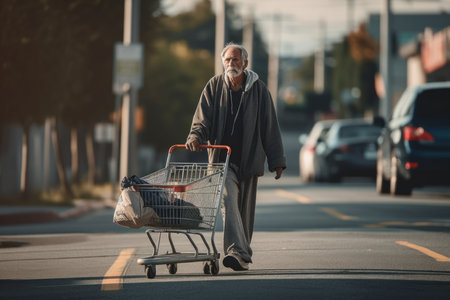 Poor man street. social crisis. Generate AIの素材