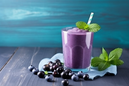 Blueberry smoothie drink. Light cocktail. Generate AIの素材