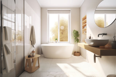 Bathroom white contemporary. home white design. Generate AIの素材