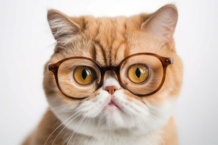 Cat wearing glasses fashion. Small domestic. Generate AIの素材
