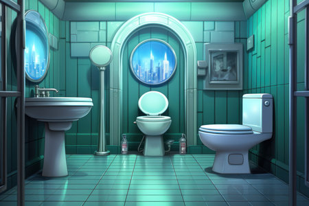 Toilet green anime visual novel game. new plant. Generate AIの素材
