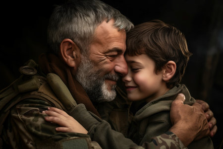 Military reunion father son united. service welcome. Generate AIの素材