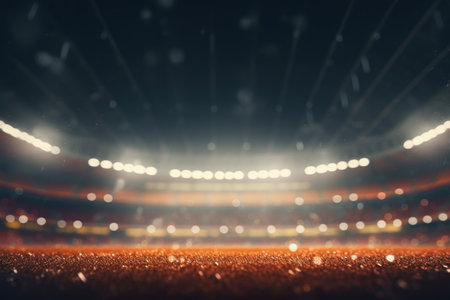 Defocused stadium arena background. Light night. Generate AIの素材