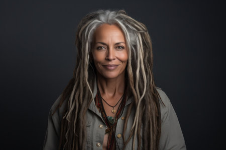 Mature woman dreadlocks care. female sporty. Generate AIの素材