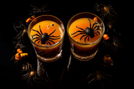 Halloween spider drinks. Horror cocktail. Generate AIの素材