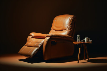 Recliner brown leather furniture. style object. Generate AIの素材
