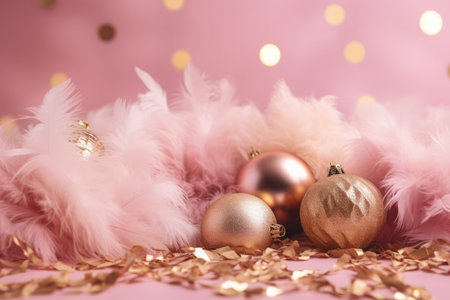 Christmas pink feathers. soft fashion. Generate AIの素材