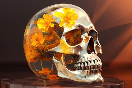 glass skull art. colorful crystal. Generate AIの素材