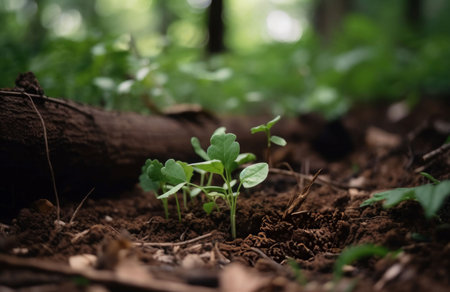 Plant growing soil. seed green. Generate AIの素材