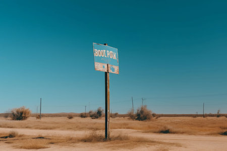 Signboard desert sandy road. nature sand. Generate AIの素材