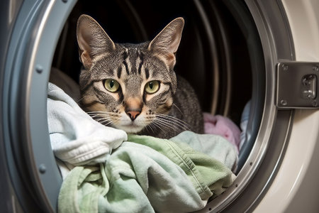Cat washing machine sleep. pet clean. Generate AIの素材